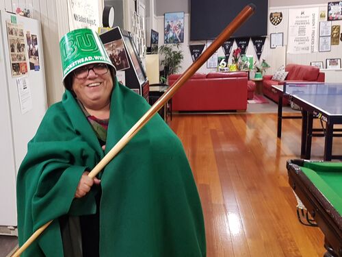 Margie as a Jedi Knight themed movie night